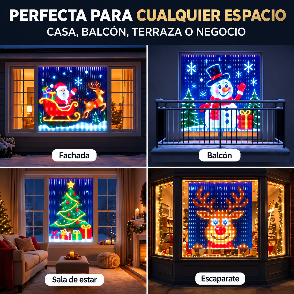 Cortina LED en diferentes espacios