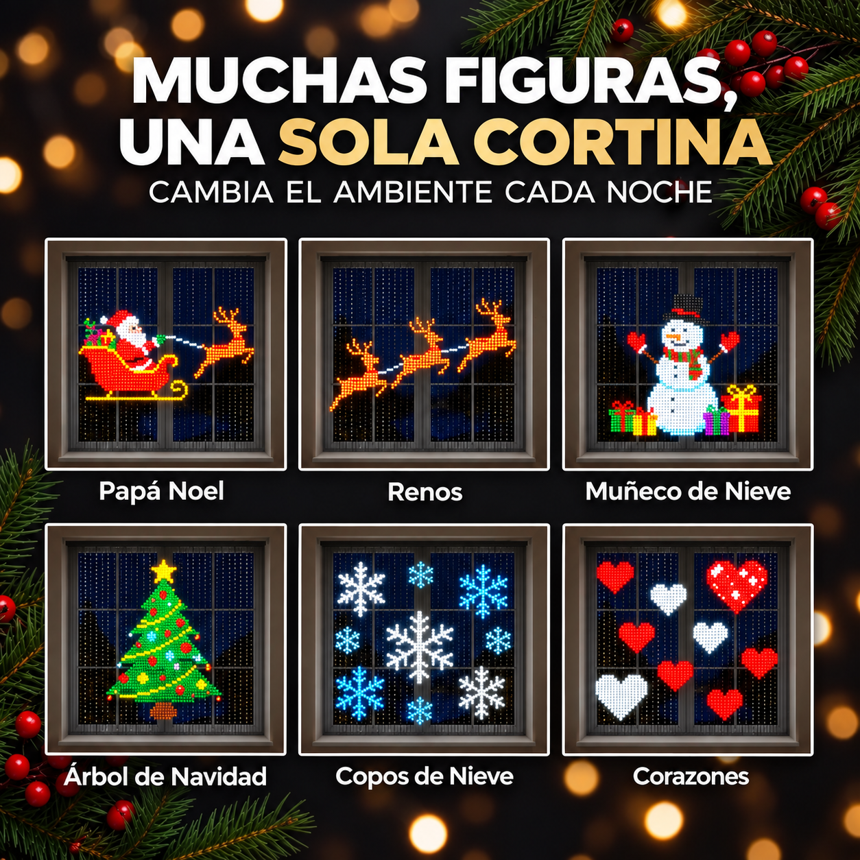 Cortina LED Navideña